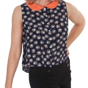 Beach Bash by Art & Tatyana Floral Button Down Blouse Sleeveless Plus Sz 3X 3XL